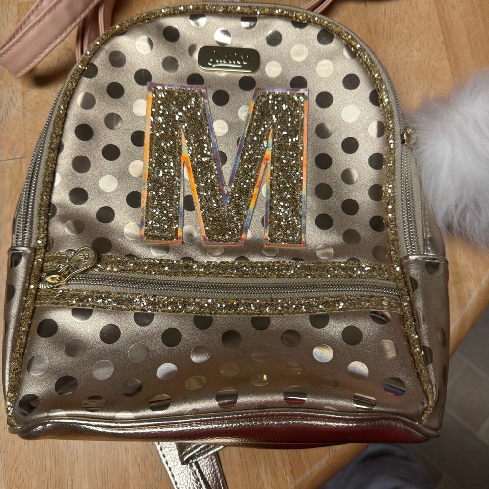 Justice Gold and Silver Polka Dot Backpack